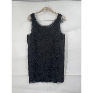 J. Crew Silk Tulle Rose Shift Mini Dress Gray Black Size 4 Sleeveless Women